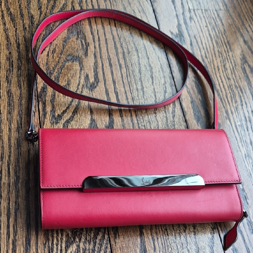 Christian Louboutin Red Leather Wallet Crossbody Bag